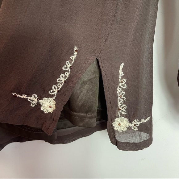 AML Brown Long Sleeve Sheer Top - Picture 5 of 15